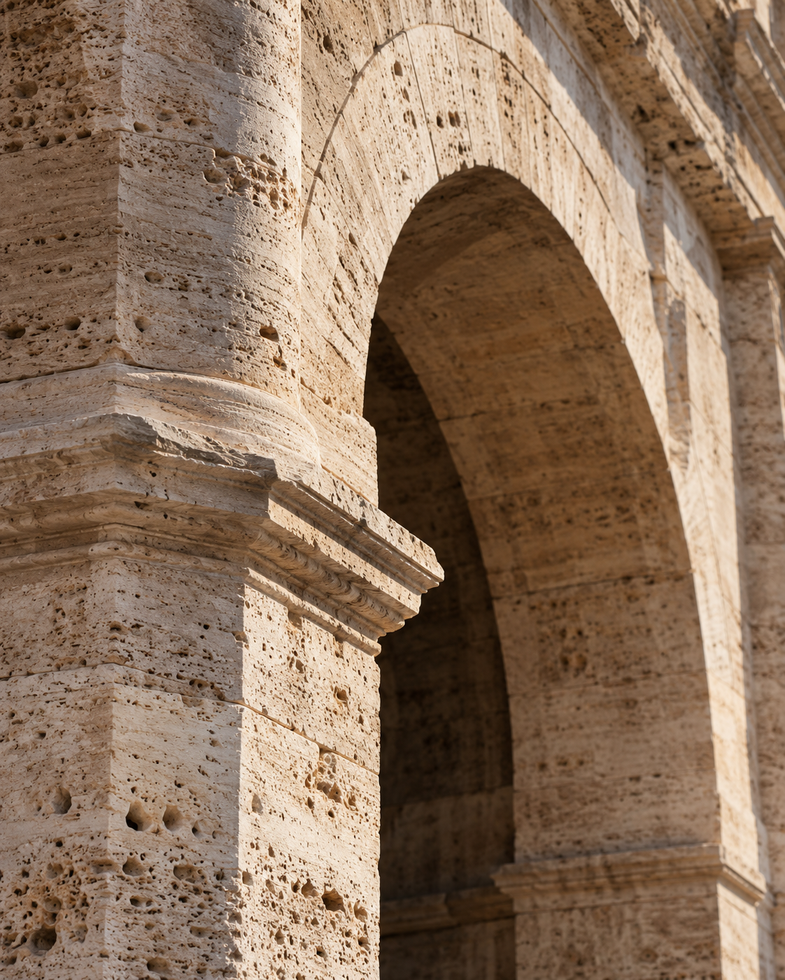 Illustrative travertine texture and Roman-style arch