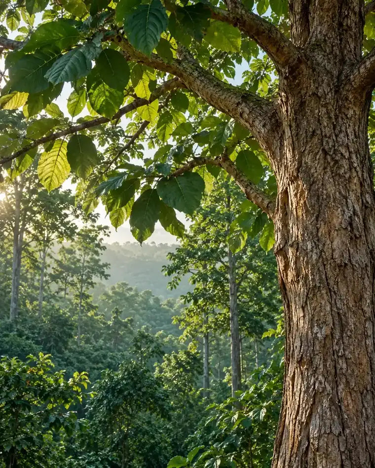 Illustrative teak tree and woodland